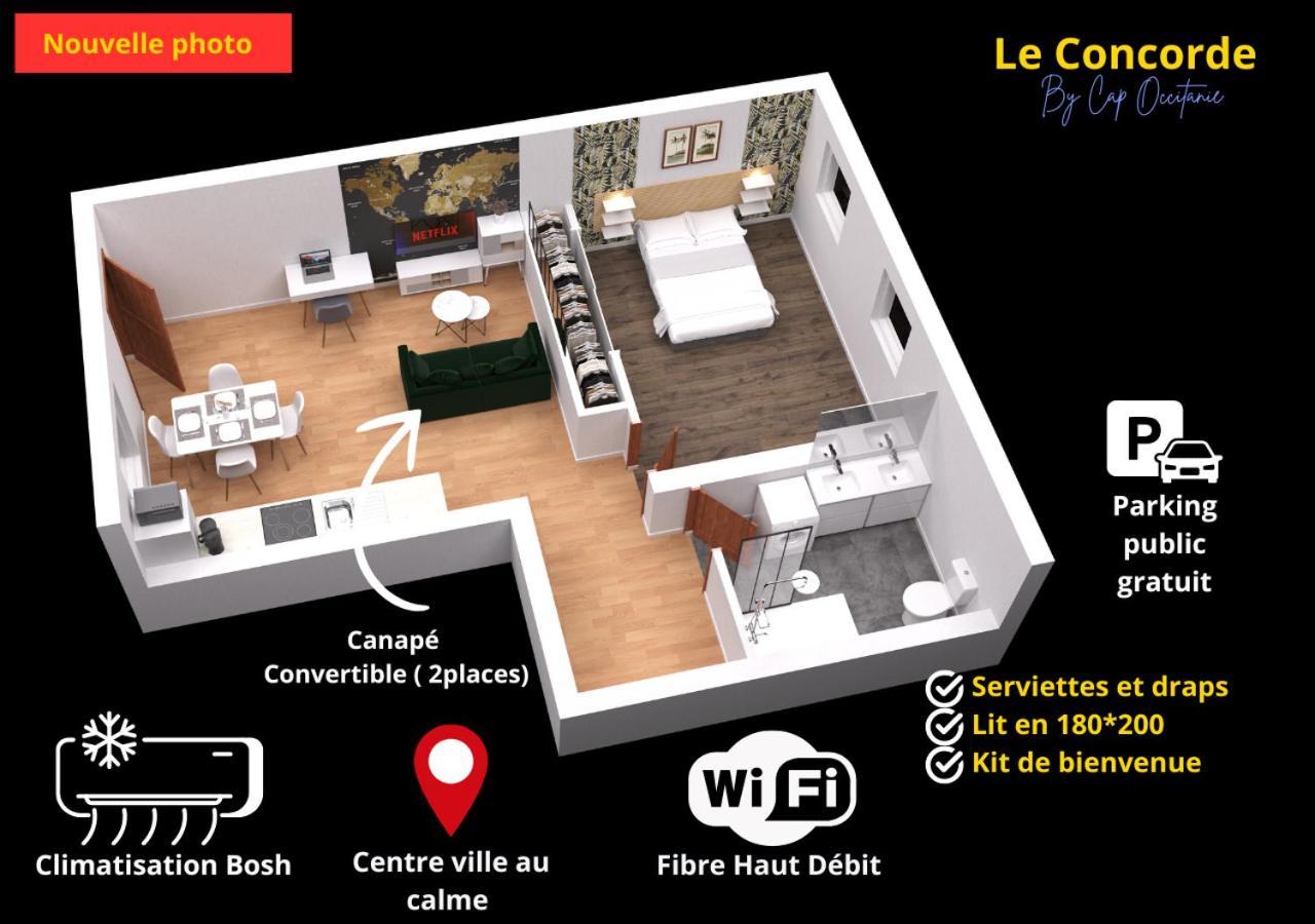 شقة Le Concorde-Wifi-Clim-Parking-3Etoiles-Ockeys Bram المظهر الخارجي الصورة